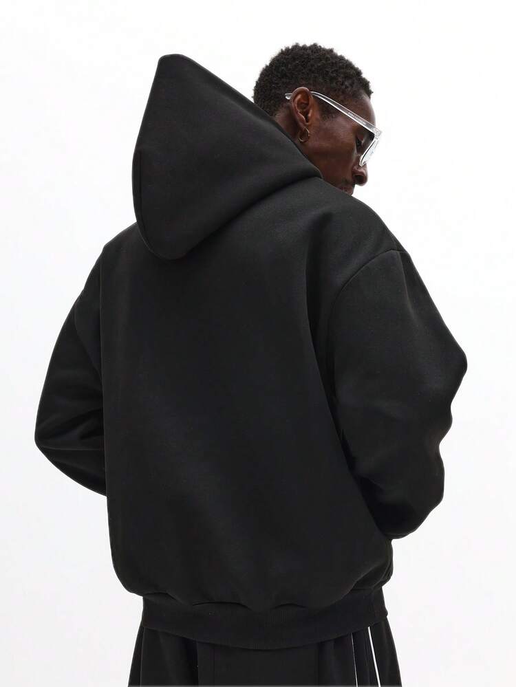 Oversized Hoodie With Cursive Script And Centre Pocket