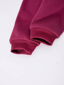 SHEIN Casuvi Kid Young Boy2-Piece Set: Fleece Crew Neck Sweatshirt + Jogger Pants, English Graphic Print, Suitable For Casual, Holiday, Sports In Autumn/Winter Fall - Burgundy - View 6