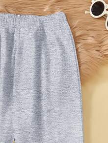 SHEIN Tween Girls Solid Color Casual Style Sweatpants, Suitable For Leisure Outings