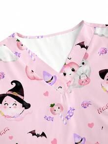 PopScrub Bluzka damska z nadrukiem w serek i matowym wykończeniem, z 2 kieszeniami – wygodny mundur roboczy