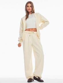 GLOWMODE 日常羊毛常规拉链长袖连帽衫运动衫夹克带口袋日常休闲秋冬 - 黃色 - 查看 6