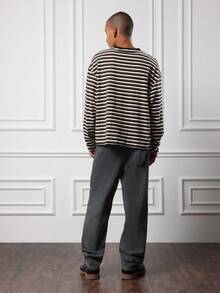 SUMWON 直筒宽松版型经典牛仔裤，带实用口袋，休闲日常，复古水洗，高级舒适 - 黑色 - 查看 5