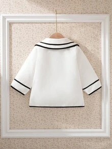 Souflis Souflis 2025 Autumn/Winter New Elegant College Style White Long Sleeve Lapel Overcoat, Suitable For Outings, School And Various Occasions Baby Coat Girl Baby Girl Cute Jacket Baby Girl Clothes Jacket