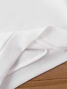 Young Girl' Basic Round Neck Fleece Sweatshirt - White - White - View 3