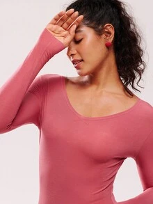 LUVLETTE Women's Thermal Underwear Ultra-Soft Base Layer Cold Weather Warm Winter PJ Set V-Neck Top And Long Bottoms - Brownish Red Lightweight And Warm Set Pajama Sets