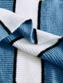 ROMWE MEN Prep 男士复古足球风翻领针织衫，街头潮流风格，秋冬款