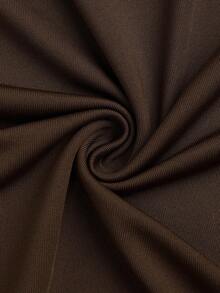 Sweetra 大码圆领长袖修身短款喇叭袖多色修身秋冬上衣 T 恤 - 彩色 - 查看 7