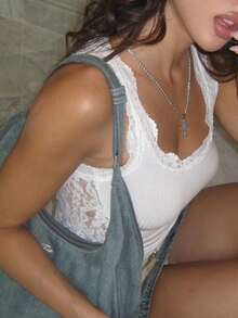 INAWLY Top de tanque de punto acanalado con ribete de encaje