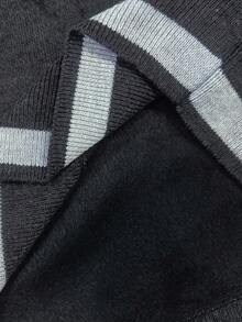 Manfinity Homme 男士保暖内衬休闲针织套头衫，秋冬季长袖上衣 - 灰色 - 查看 5