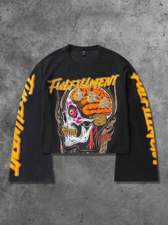 Street Life Herren Gothic Muster Waffelpullover, geeignet für den Alltag, Herbst/Winter