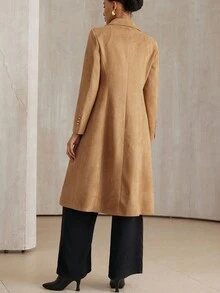 Aveloria Modichic Elegant Fashionable Minimalist Versatile Wool Blend Notched Collar Cinched Waist Mid-Length Coat