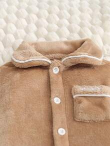 2件套婴幼儿男童休闲舒适法兰绒羊毛长袖上衣和裤子睡衣套装