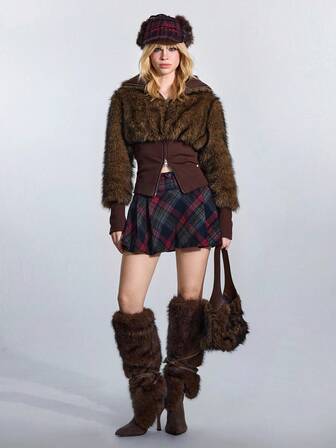 Hippie Giacca da donna con colletto in pelliccia sintetica e chiusura lampo, vestibilità regular, adatta per l'autunno/inverno