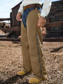 Manfinity Nomadique Men's Casual Protective Pants, Straight Leg Outdoor Style Pants With Small Logo Decoration And Zipper, Suitable For Hiking And Daily Wear, Great Gift For Boyfriend Or Husband, Fall