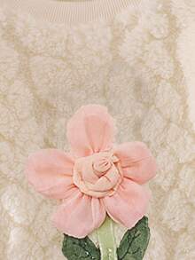 SHEIN Baby Mädchen Blumen Farbblock Flauschiger Sweatshirt und Weite Bein Jeans Lässig Outfit, Herbst/Winter