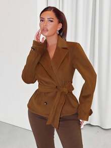 Zolique Women's Solid Color Minimalist Casual Long Sleeve Jacket