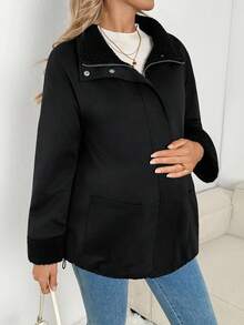 SHEIN Veste de maternité d'allaitement décontracté 3-en-1 pour l'automne/l'hiver - Noir - Voir 3