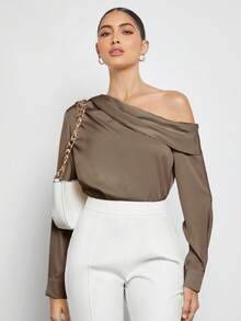 BizChic Áo nữ màu xám xanh dáng thường ngày, thanh lịch, phù hợp cho công sở thành thị, mang phong cách retro thập niên 90, thích hợp cho Giáng sinh, Năm mới, Tiệc Valentine, đi biển, Lễ tốt nghiệp, thời trang, lễ hội, kỳ nghỉ, dự đám cưới, hẹn hò, tiệc tùng, hòa nhạc, bữa ăn sáng muộn, sân bay. - màu nâu - Xem 6