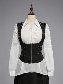 ROMWE Goth Gothic Medieval Corset Design Powerful Waist Shirt