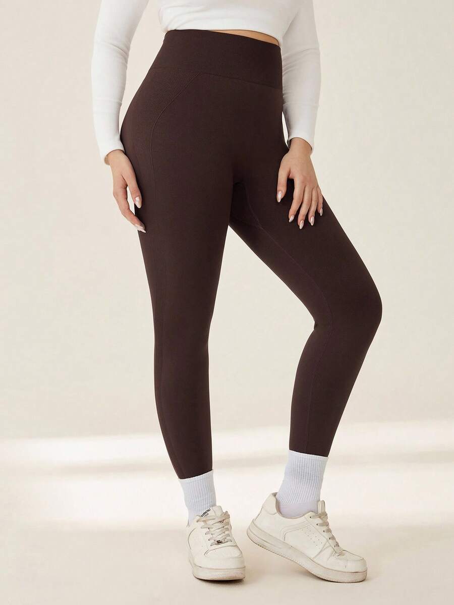 Auralis Athleisure Plus Size Winter Women Solid Wideband Waist Winter Sports Leggings, Yoga, Sweatpants, Winter Women's Joggers, Winter Sportswear For Women - Brown - View 1