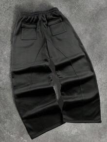 PAVTROS Men's Casual Loose Drawstring Sweatpants, Street Style - Black - View 2