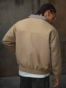 AXEPEAK Men's Solid Color Minimalist Casual Long Sleeve Jacket, For Fall, Winter