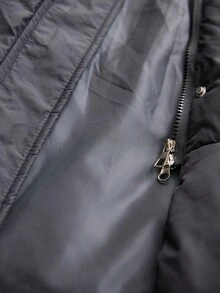 Aveloria Modichic 复古休闲百搭高端时尚设计感优雅修身时尚纯色可拆卸毛领女式棉衣 - 黑色 - 查看 7