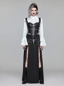 ROMWE EDITION 朋克风格金属扣索环黑色短款上衣，适合街头派对 - 黑色 - 查看 11