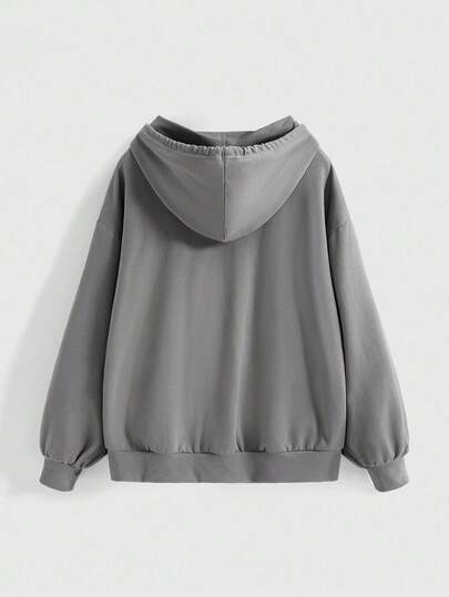 Grunge Punk Sudadera con capucha oversize de estilo subcultura callejera punk Y2K para mujer, con cremallera, en negro y gris, con estampado gráfico, cremallera y bolsillos
