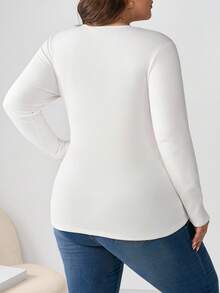 Enliva Melanieangelese Conjunto de 3 camisetas de manga larga de capa base para mujer talla grande de otoño/invierno, camisetas ajustadas de gran elasticidad en negro, gris, blanco, para figura redondeada tipo manzana