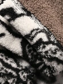 DAZY Damen dicke gemusterte Plüsch Splice einfarbige Plüsch Lange Robe, Winter Thermofutter, flauschig - Schwarz und Weiss - Übersicht 9
