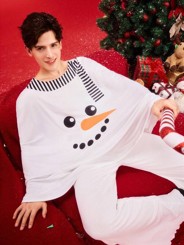 NotGurli Disfraz de Navidad de pareja/familia de muñecos de nieve lindos, disfraz de novedad de Papá Noel para hombres