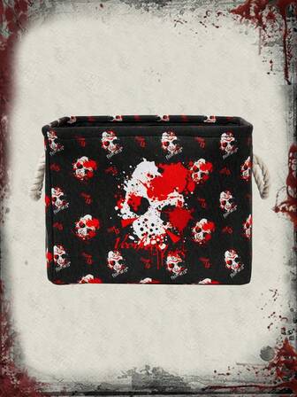 Friday the 13th X ROMWE Cesta de lavandería con asa de gran capacidad y duradera, cesta de almacenamiento portátil