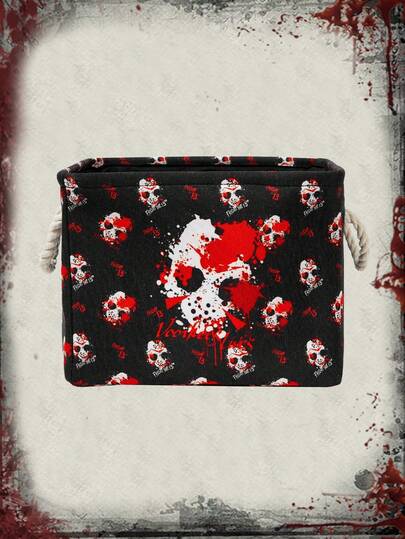 Friday the 13th X ROMWE Cesto portabiancheria di grandi dimensioni e resistente, con maniglia, cestino portatile per lo stoccaggio