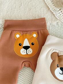 Cozy Pixies Set de 2 pantalones elásticos con estampado de animales de dibujos animados para bebé recién nacido niño/niña - Multicolor - Ver 5