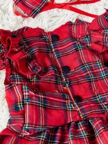 PETSIN 1PC Pet Cat Dog Universal Christmas Red Classic Checkered Cute Little Flying Sleeve Bow Decoration Dog Dress - Multicolor - View 5