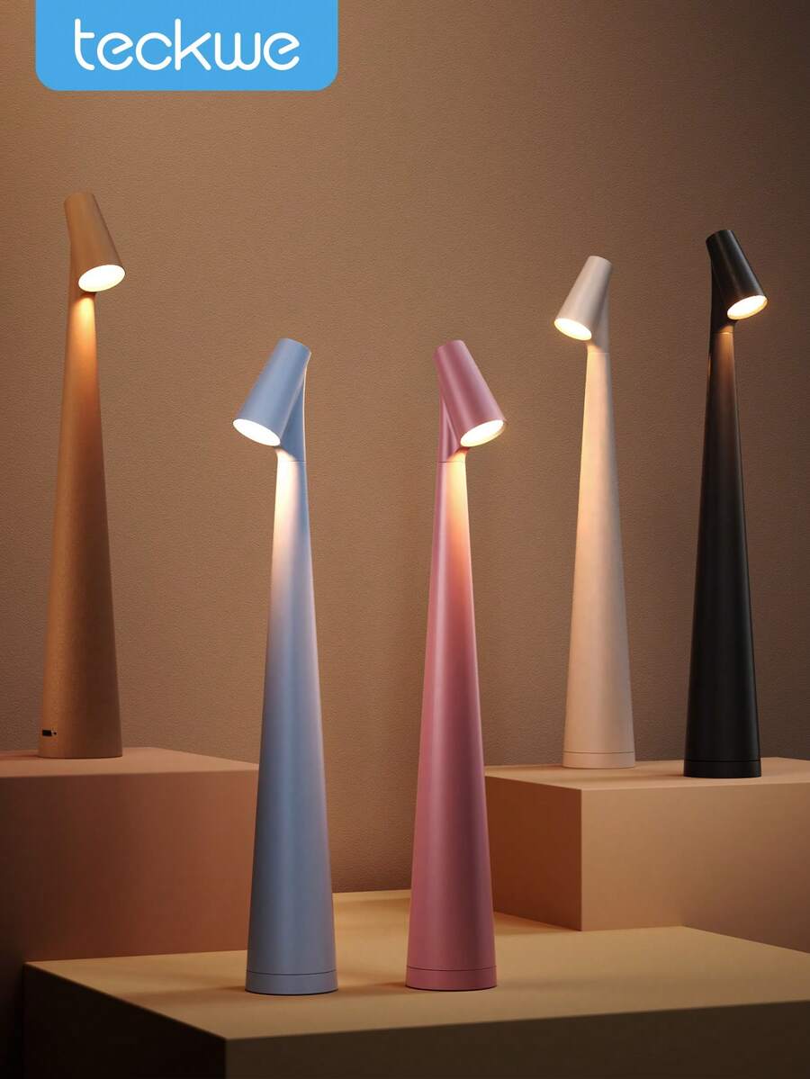 Teckwe Modern Portable LED Table Lamp, Dimmable Touch Bedside Reading Light, Minimalist Bedside Table Lamp, Suitable For Bedroom, Living Room Decor