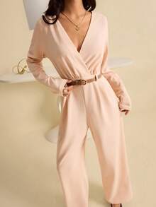 Bluhae Bộ đồ liền thân dài tay cổ điển đa năng, thanh lịch, tối giản, thời trang thu/đông 2025 dành cho nữ - Màu be - Xem 3