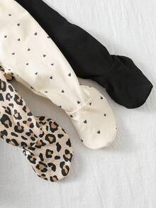 Cozy Pixies 3件套新生儿女童心形豹纹针织柔软松紧腰裤套装 - 彩色 - 查看 6