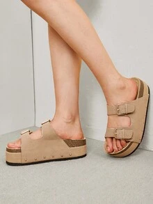 Solecia Woman Shoes Fashionable Thick-Soled Slippers For Versatile Use For Spring And Summer Vacation Shoes Summer Spring Shoes Spring Break Easter For Christmas - Khaki - View 6