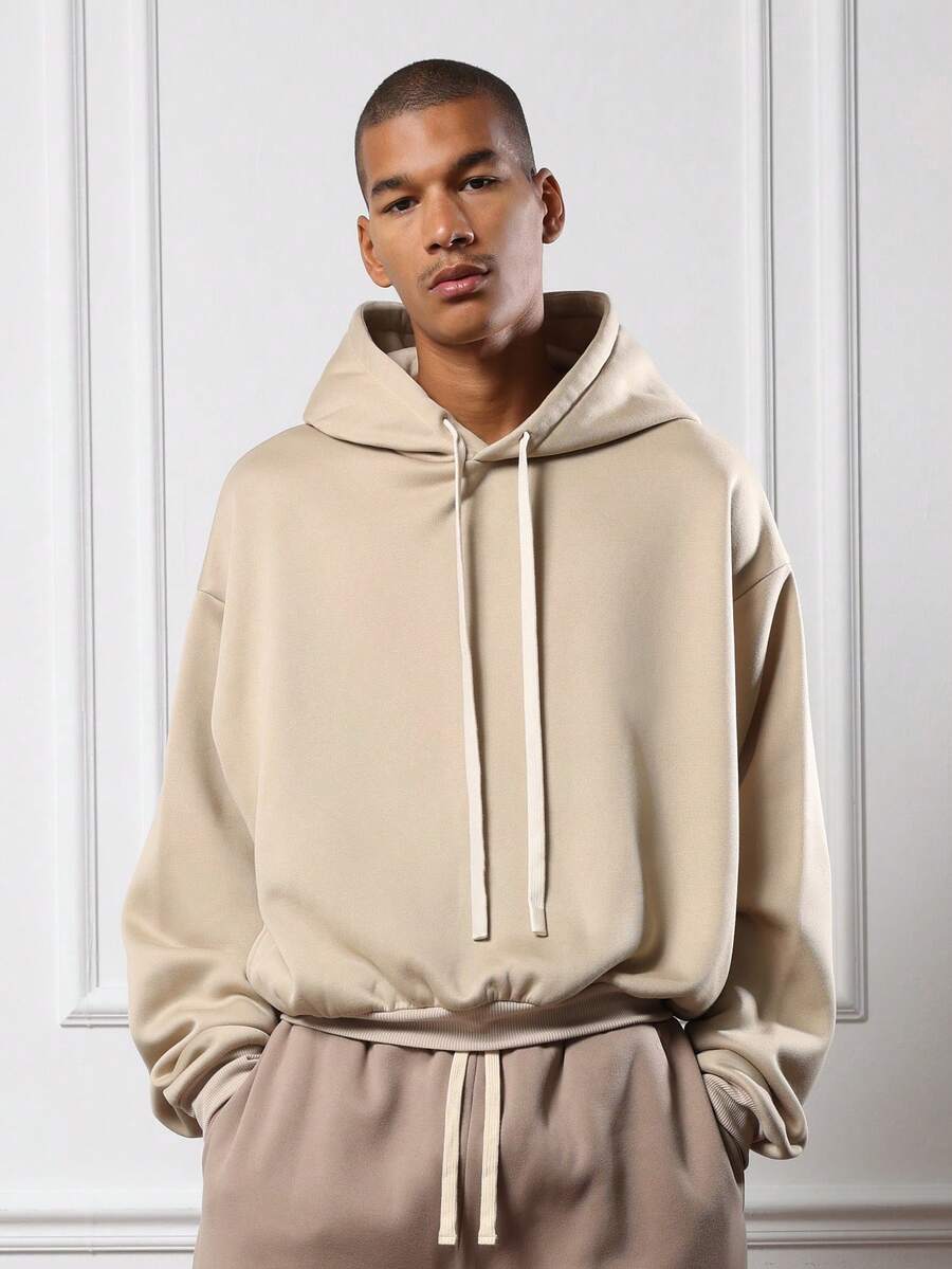 SUMWON Felpa con cappuccio e coulisse, aderente, premium, con tasca centrale, abbigliamento casual, essenziale per l'autunno e l'inverno, streetwear unisex, comfort classico, design minimalista