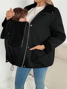 SHEIN Veste de maternité d'allaitement décontracté 3-en-1 pour l'automne/l'hiver - Noir - Voir 7