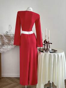 SHEIN Unity 2件红色金属配件圣诞铃铛套豪华套装 - 紅色 - 查看 3