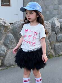 Áo thun cổ tròn in hình bướm cho bé gái - trắng - Xem 1