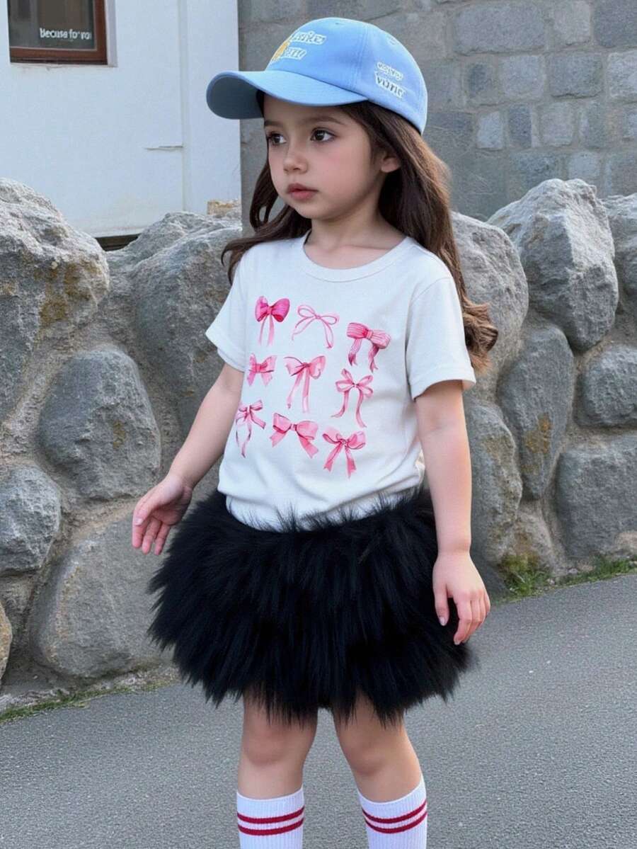 Áo thun cổ tròn in hình bướm cho bé gái - trắng - Xem 1