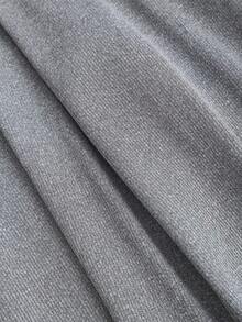 Sweetra 女士新款斜肩褶皱长袖不对称下摆上衣和休闲裤简约优雅两件套，适合通勤和休闲穿着 - 深灰色 - 查看 8