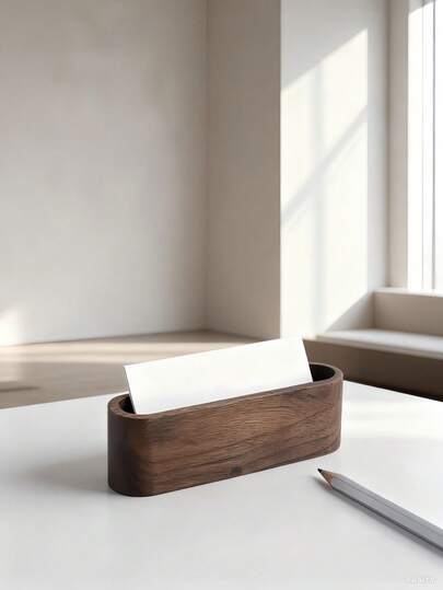 Wooden Desktop Business Card Holder, Creative Large Capacity Display & Storage, Front Desk Office Organizer