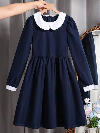 这款少女休闲时尚简约圆领撞色袖修身舒适百搭套头衫，适合秋季、春季、冬季日常穿着、通勤、户外活动、运动、上学、街头风、派对和拍照等场合。