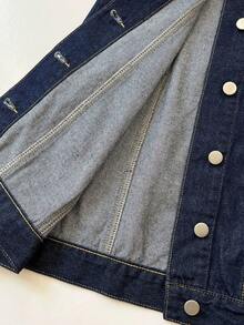 Elamini 女式休闲水洗前扣牛仔连衣裙 - 藍色 - 查看 6