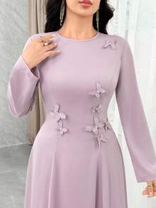 Modelyn Rozkloszowane arabskie sukienki dla kobiet z romantycznymi zdobieniami z motyli 3D i kryształków